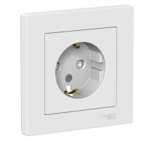 Розетка 2К+З Systeme Electric AtlasDesign 16A 250V со шторками белая ATN000144