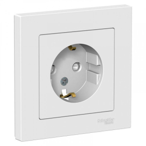 Розетка 2К+З Systeme Electric AtlasDesign 16A 250V со шторками белая ATN000144