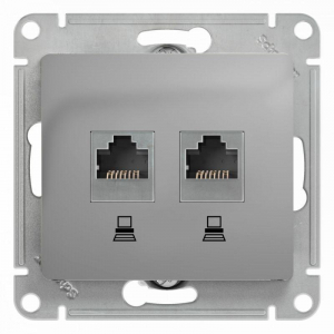 Розетка компьютерная двойная RJ45 Systeme Electric Glossa 5e кат UTP алюминий GSL000385KK