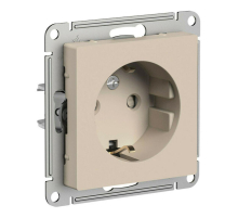 Розетка 2К+З Systeme Electric AtlasDesign 16A 250V со шторками песочный ATN001245