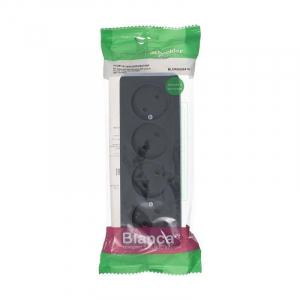 Розетка четырехместная 2К Systeme Electric Blanca 16A 250V антрацит BLNRA000416