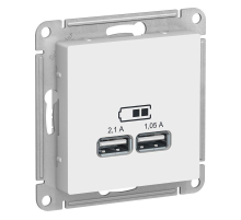 Розетка 2хUSB Systeme Electric AtlasDesign Type A+A белая ATN000133