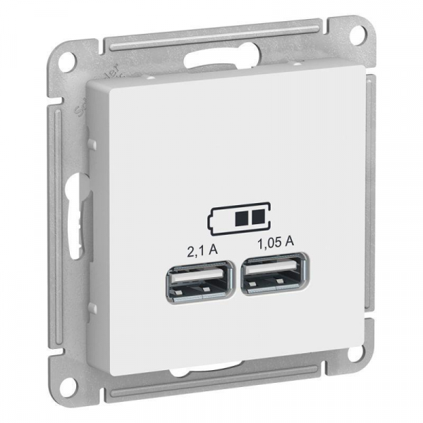 Розетка 2хUSB Systeme Electric AtlasDesign Type A+A белая ATN000133 Розетка 2хUSB Systeme Electric AtlasDesign Type A+A белая ATN000133