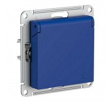 Розетка 2К+З Systeme Electric AtlasDesign 16A 250V со шторками и крышкой аквамарин ATN001146