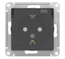 Розетка 2К+З Systeme Electric AtlasDesign 16A 250V со шторками и крышкой карбон ATN441046