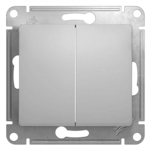 Переключатель двухклавишный проходной Systeme Electric Glossa 10A 250V алюминий GSL000365