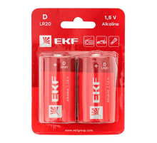Алкалиновая батарейка типа D(LR20) блистер 2шт. EKF LR20-BL2
