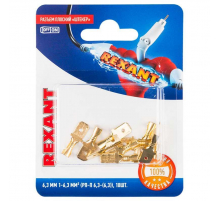 Клемма плоская штекер 6.3 мм 0.75-1.5 мм² (РП-п 1.5-(6.3) L = 20 мм) в упак. 10 шт. REXANT 06-0398-A