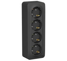 Розетка четырехместная 2К+З Systeme Electric Blanca 16A 250V со шторками антрацит BLNRA011416