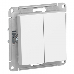 Выключатель двухклавишный Systeme Electric AtlasDesign 10A 250V белый ATN000151