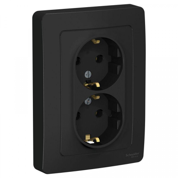 Розетка двойная 2К+З Systeme Electric Blanca 16A 250V антрацит BLNRS001026 Розетка двойная 2К+З Systeme Electric Blanca 16A 250V антрацит BLNRS001026