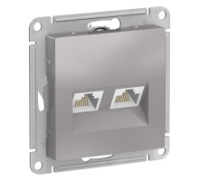 Розетка компьютерная двойная RJ45 Systeme Electric AtlasDesign 5e кат UTP алюминий ATN000385