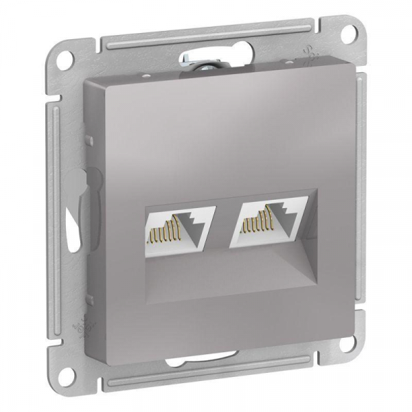 Розетка компьютерная двойная RJ45 Systeme Electric AtlasDesign 5e кат UTP алюминий ATN000385 Розетка компьютерная двойная RJ45 Systeme Electric AtlasDesign 5e кат UTP алюминий ATN000385