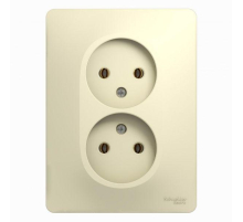 Розетка двойная 2К Systeme Electric Glossa 16A 250V бежевая GSL000220