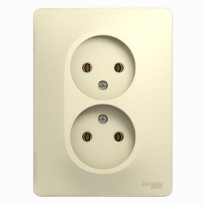 Розетка двойная 2К Systeme Electric Glossa 16A 250V бежевая GSL000220