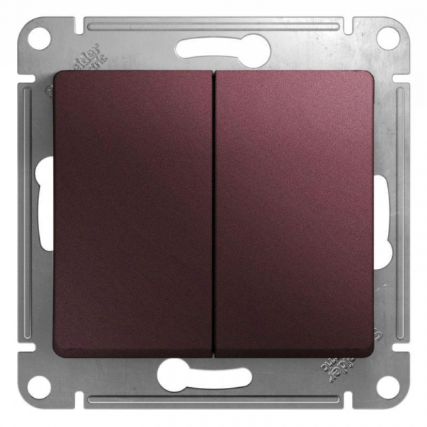Выключатель двухклавишный Systeme Electric Glossa 10A 250V баклажановый GSL001151 Выключатель двухклавишный Systeme Electric Glossa 10A 250V баклажановый GSL001151