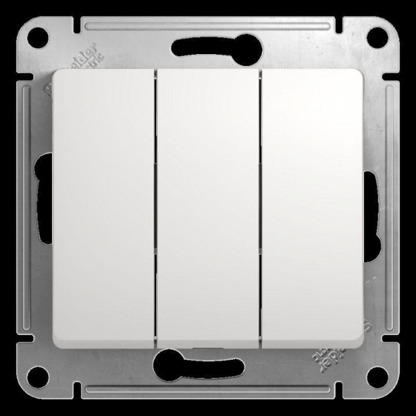 Выключатель трехклавишный Systeme Electric Glossa 10A 250V белый GSL000131 Выключатель трехклавишный Systeme Electric Glossa 10A 250V белый GSL000131