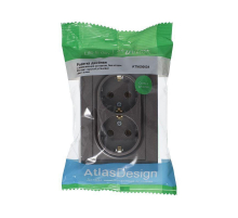Розетка двойная 2К+З Systeme Electric AtlasDesign 16A 250V мокко ATN000624