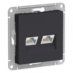 Розетка компьютерная двойная RJ45 Systeme Electric AtlasDesign 5e кат UTP карбон ATN001085