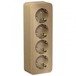 Розетка четырехместная 2К+З Systeme Electric Blanca 16A 250V со шторками титан BLNRA011414