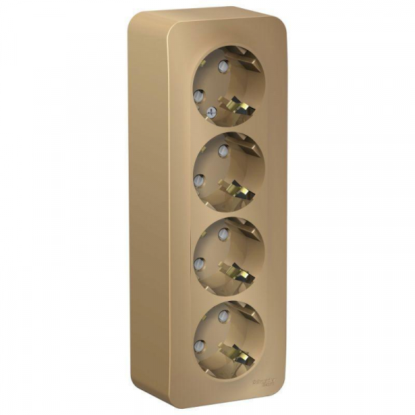 Розетка четырехместная 2К+З Systeme Electric Blanca 16A 250V со шторками титан BLNRA011414 Розетка четырехместная 2К+З Systeme Electric Blanca 16A 250V со шторками титан BLNRA011414