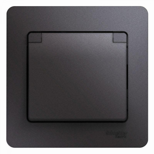 Розетка 2К+З Systeme Electric Glossa 16A 250V со шторками и крышкой графит GSL001346 Розетка 2К+З Systeme Electric Glossa 16A 250V со шторками и крышкой графит GSL001346