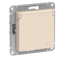 Розетка 2К+З Systeme Electric AtlasDesign 16A 250V со шторками и крышкой бежевая ATN000246