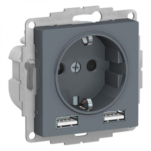 Розетка 2К+3/2хUSB Systeme Electric AtlasDesign 16A 250V Type A+A грифель ATN000730