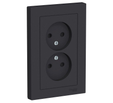 Розетка двойная 2К Systeme Electric AtlasDesign 16A 250V со шторками карбон ATN001022