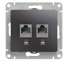 Розетка компьютерная двойная RJ45 Systeme Electric Glossa 5e кат UTP графит GSL001385KK