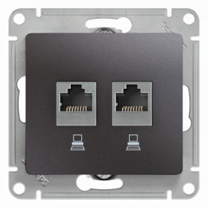 Розетка компьютерная двойная RJ45 Systeme Electric Glossa 5e кат UTP графит GSL001385KK