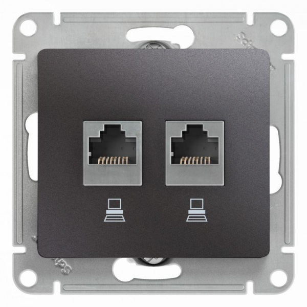 Розетка компьютерная двойная RJ45 Systeme Electric Glossa 5e кат UTP графит GSL001385KK Розетка компьютерная двойная RJ45 Systeme Electric Glossa 5e кат UTP графит GSL001385KK