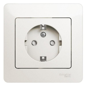 Розетка 2К+З Systeme Electric Glossa 16A 250V со шторками перламутр GSL000644