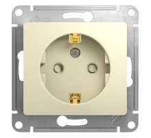 Розетка 2К+З Systeme Electric Glossa 16A 250V со шторками бежевая GSL000245