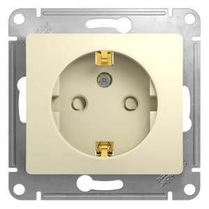 Розетка 2К+З Systeme Electric Glossa 16A 250V со шторками бежевая GSL000245