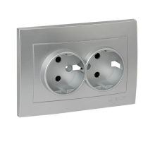 Валенсия лицевая панель розетки 2-местной с/з 16А сталь с защ. штор. EKF PROxima ESR16-L-128-30