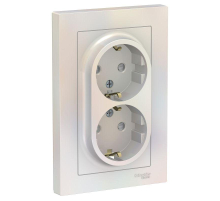 Розетка двойная 2К+З Systeme Electric AtlasDesign 16A 250V со шторками жемчужная ATN000426