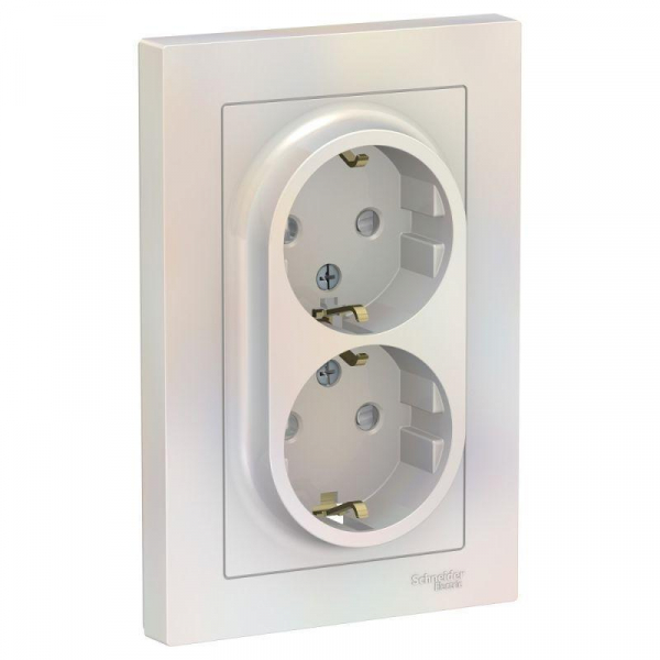 Розетка двойная 2К+З Systeme Electric AtlasDesign 16A 250V со шторками жемчужная ATN000426 Розетка двойная 2К+З Systeme Electric AtlasDesign 16A 250V со шторками жемчужная ATN000426