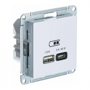 Розетка 2хUSB Systeme Electric AtlasDesign тип A+C белый ATN000129