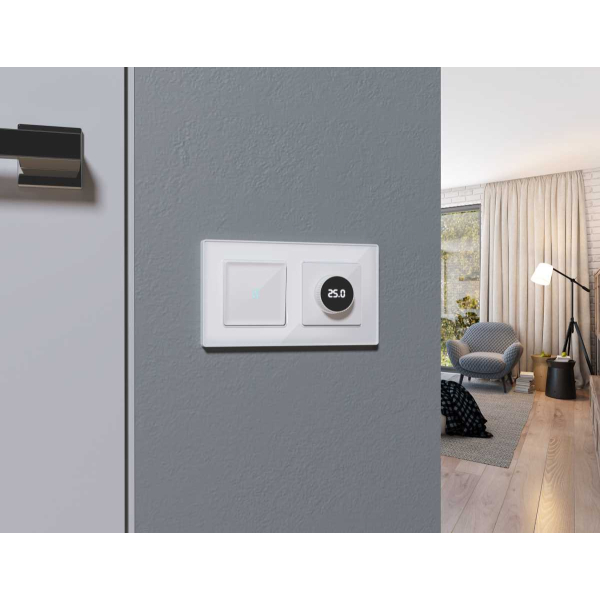 Лицевая панель ALFA (Белый глянец) для терморегулятора теплого пола с цифровым дисплеем QUANT AP1058