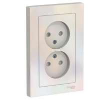 Розетка двойная 2К Systeme Electric AtlasDesign 16A 250V со шторками жемчужная ATN000422