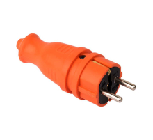 Вилка оранжевая каучуковая прямая 230В 2P+PE 16A IP44 EKF PRO RPS-011-16-230-44-ro