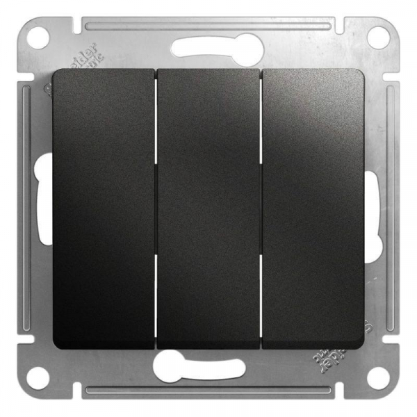 Выключатель трехклавишный Systeme Electric Glossa 10A 250V антрацит GSL000731 Выключатель трехклавишный Systeme Electric Glossa 10A 250V антрацит GSL000731