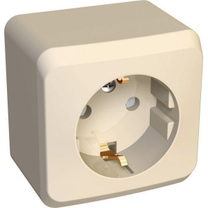 Розетка 2К+З Systeme Electric Этюд 16A 250V со шторками кремовая PA16-004K