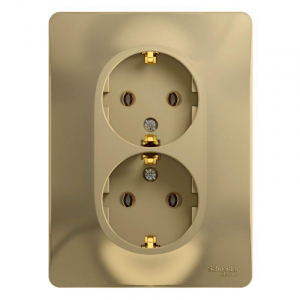 Розетка двойная 2К+З Systeme Electric Glossa 16A 250V титан GSL000424