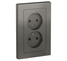 Розетка двойная 2К Systeme Electric AtlasDesign 16A 250V со шторками сталь ATN000922