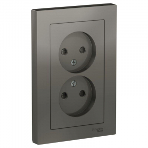 Розетка двойная 2К Systeme Electric AtlasDesign 16A 250V со шторками сталь ATN000922
