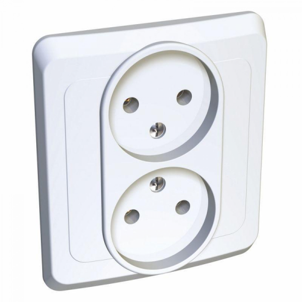 Розетка двойная 2К Systeme Electric Этюд 16A 250V белая PC16-005B Розетка двойная 2К Systeme Electric Этюд 16A 250V белая PC16-005B