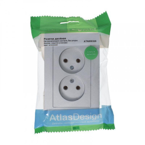 Розетка двойная 2К Systeme Electric AtlasDesign 16A 250V алюминий ATN000320