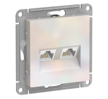 Розетка компьютерная двойная RJ45 Systeme Electric AtlasDesign 5e кат UTP жемчужная ATN000485